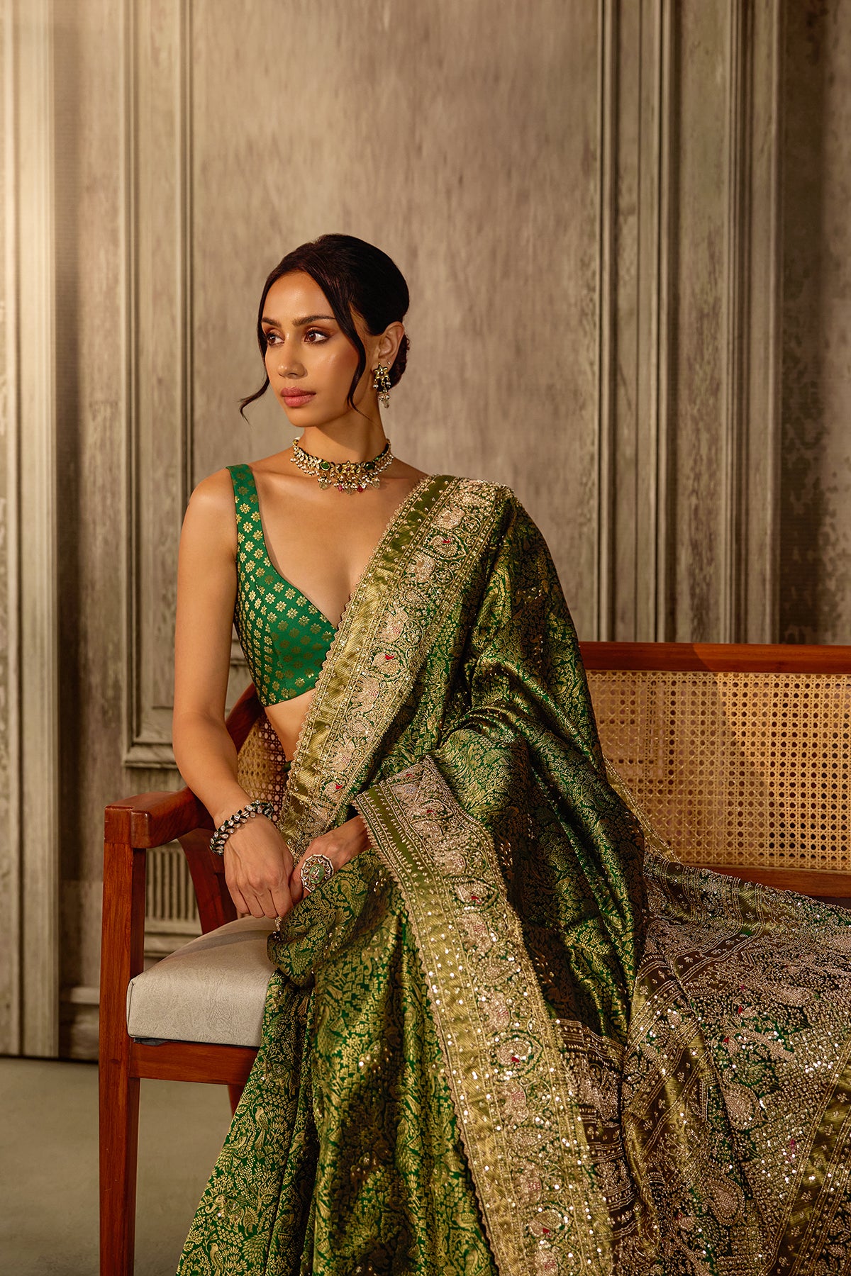 Green Kanjivarum Slik Saree