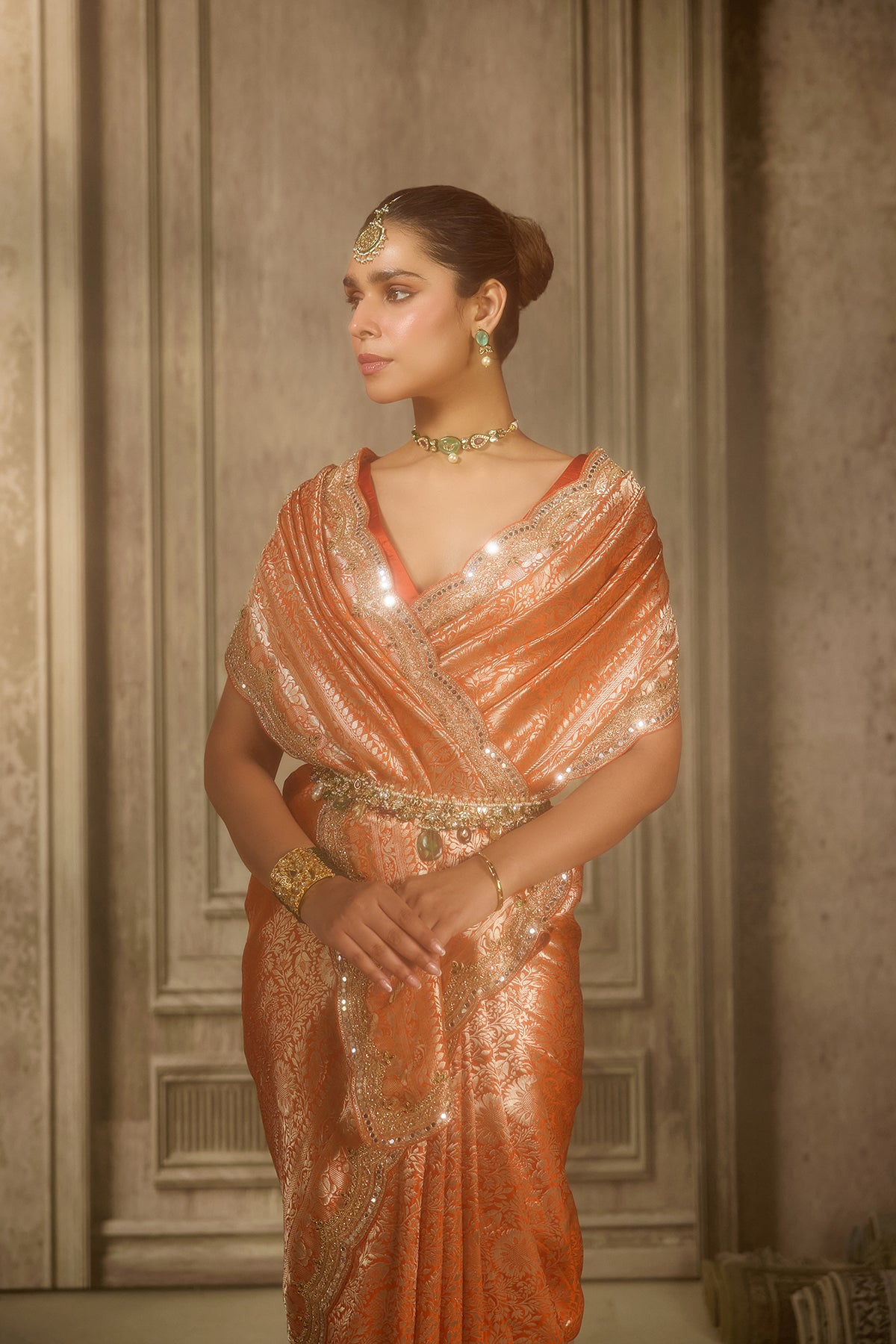 Orange Organza Saree