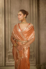 Orange Organza Saree