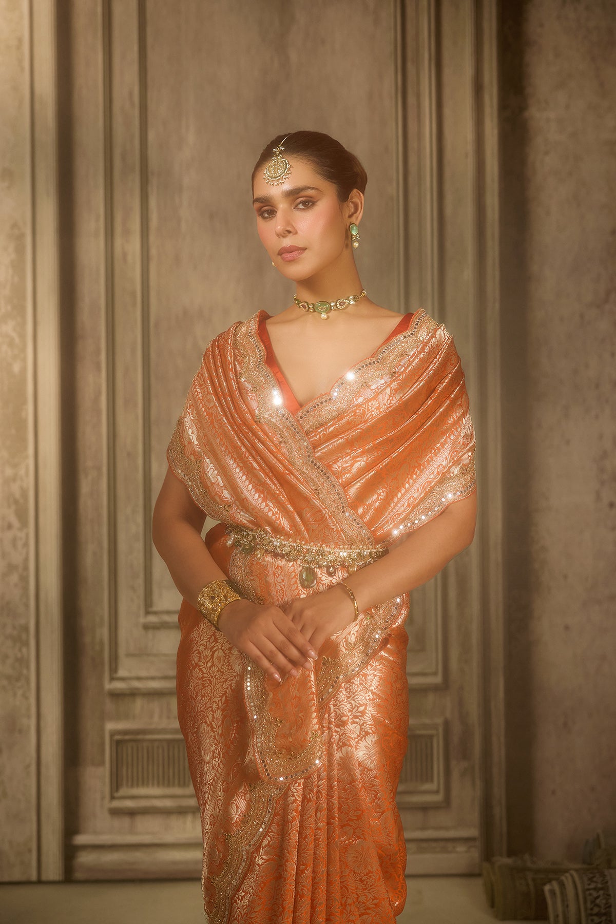Orange Organza Saree