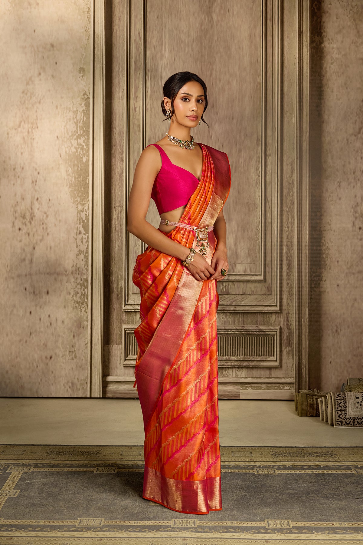 Orange Kanjivarum Skil Saree
