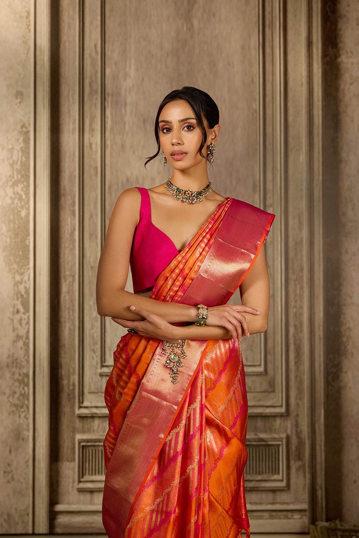 Orange Kanjivarum Skil Saree