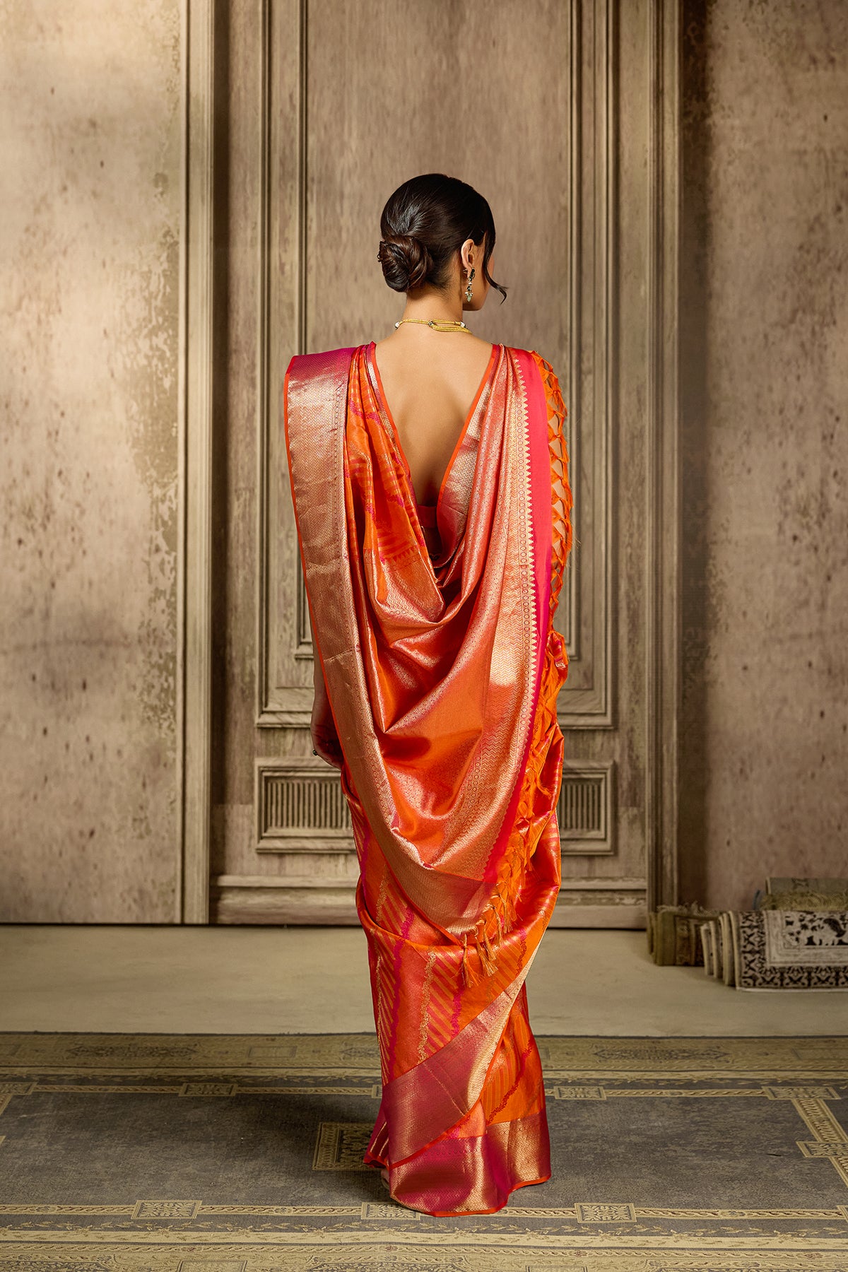 Orange Kanjivarum Skil Saree
