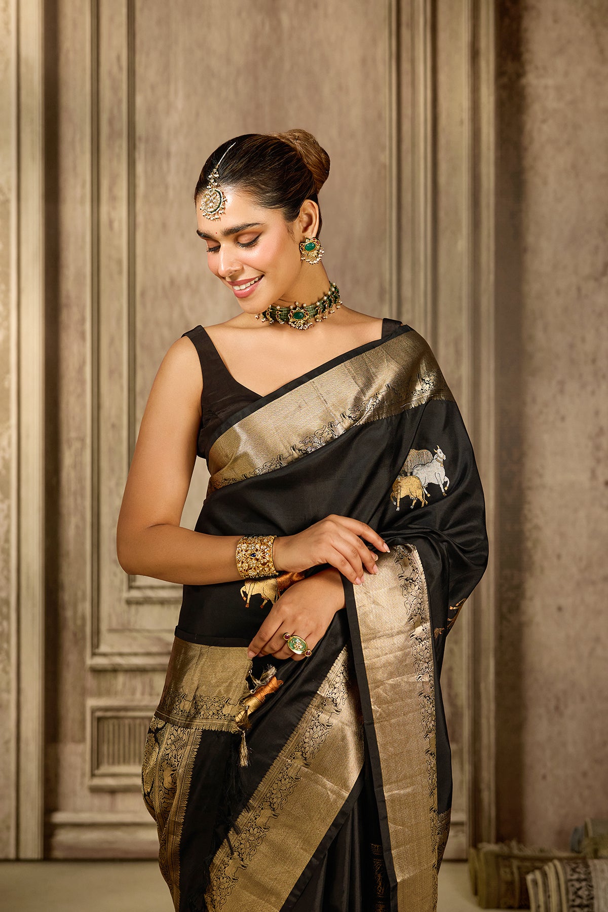 Black Handloom Silk Saree