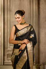 Black Handloom Silk Saree