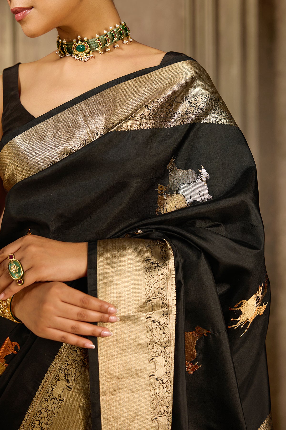 Black Handloom Silk Saree