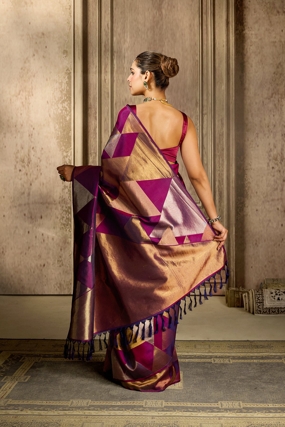Wine Handloom Silk Saree