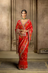 Red Georgette Khaddi Saree
