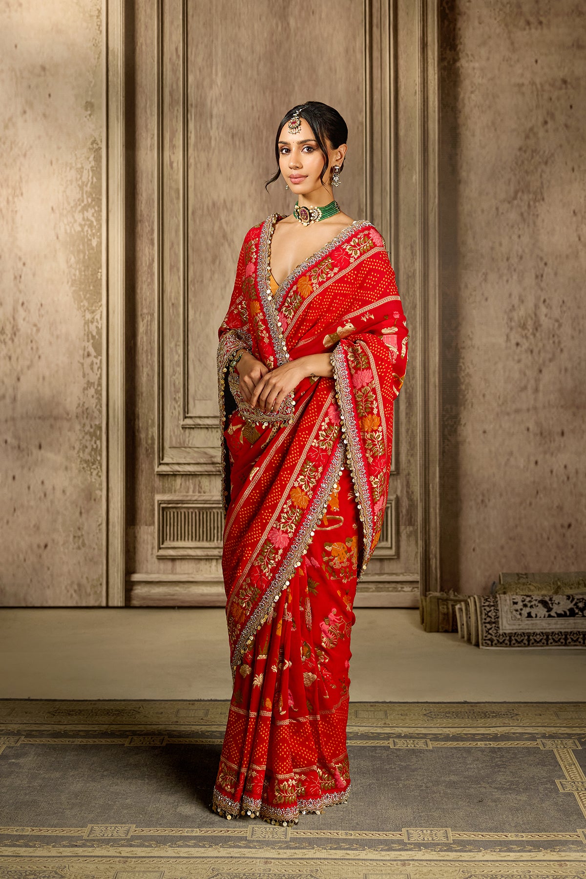 Red Georgette Khaddi Saree