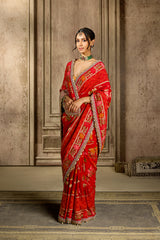 Red Georgette Khaddi Saree