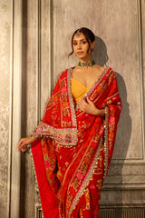 Red Georgette Khaddi Saree