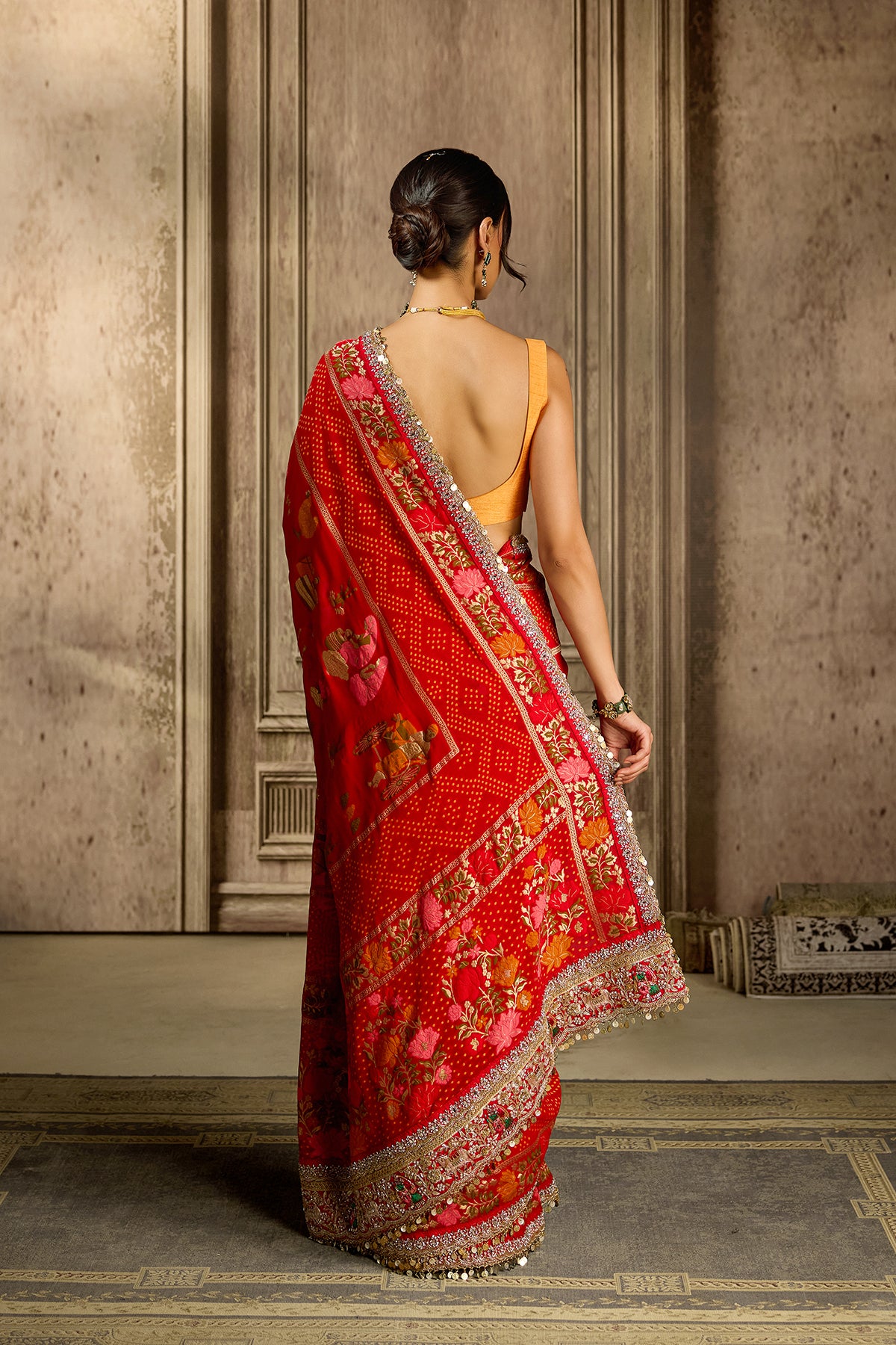 Red Georgette Khaddi Saree