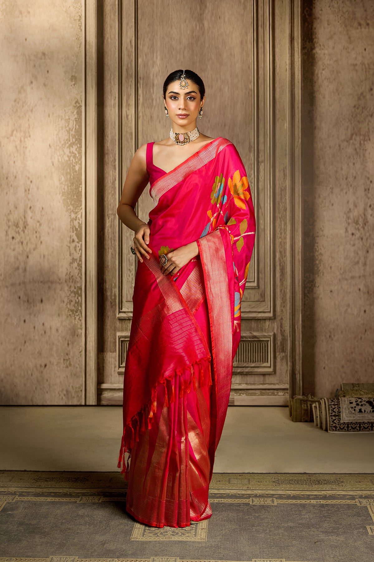 Pink Handloom Silk Saree