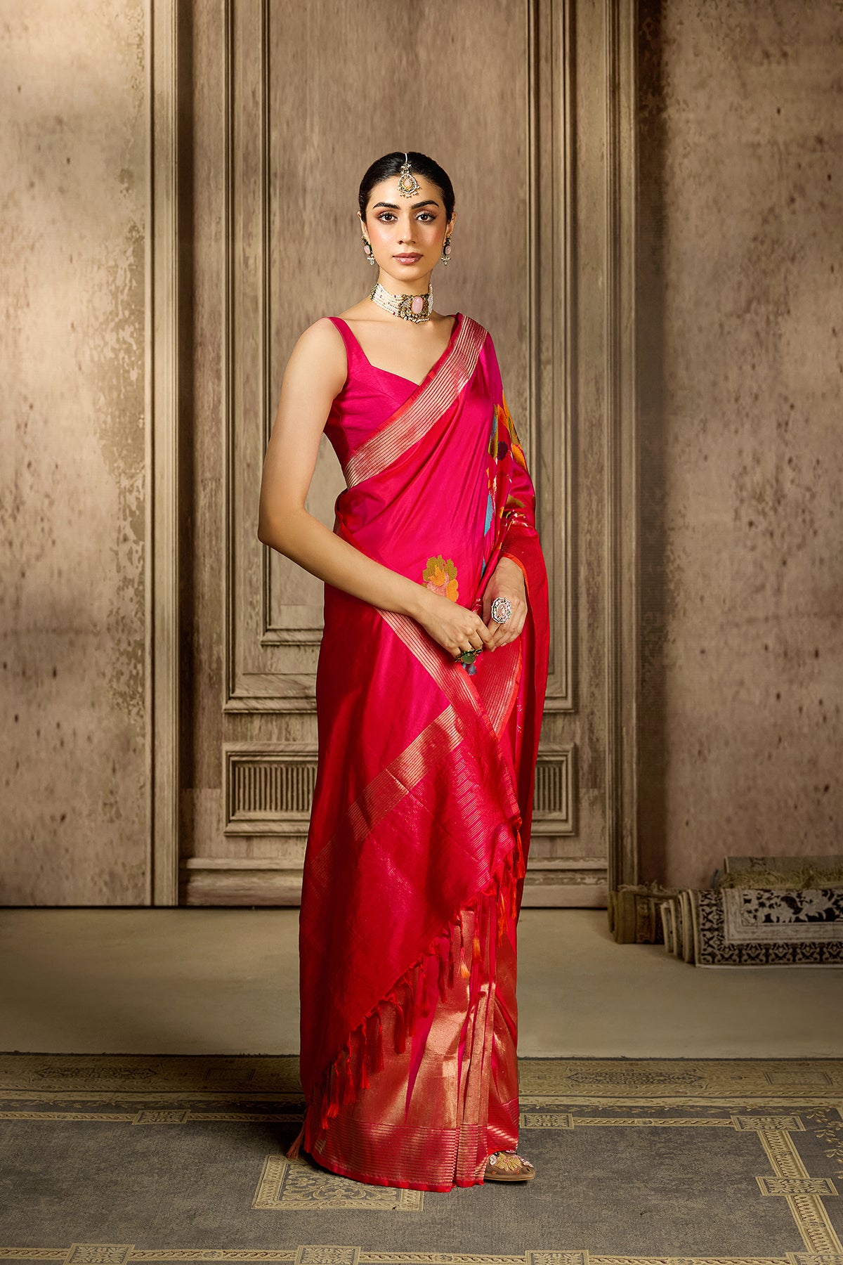 Pink Handloom Silk Saree