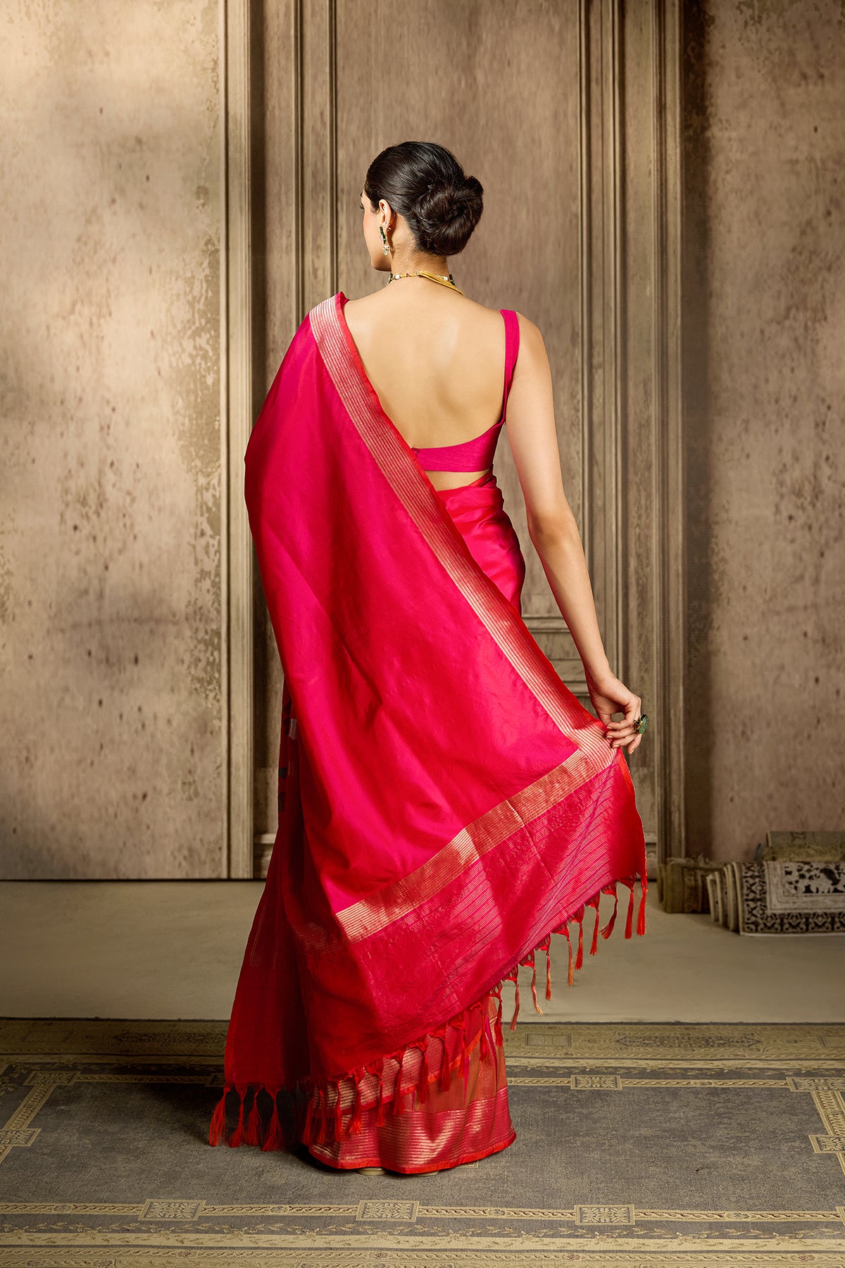 Pink Handloom Silk Saree