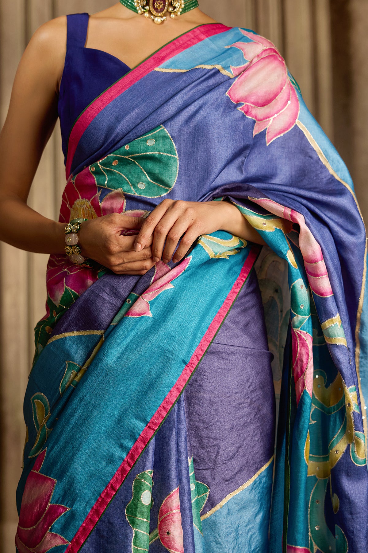 Multi Tussar Silk Saree
