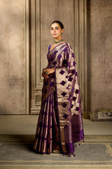 Purple Handloom Silk Saree