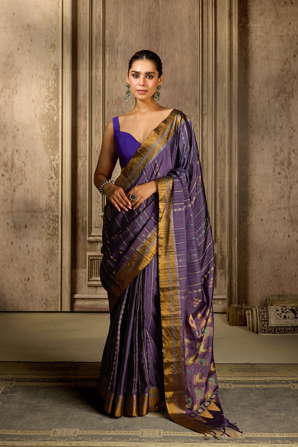 Purple Handloom Silk Saree