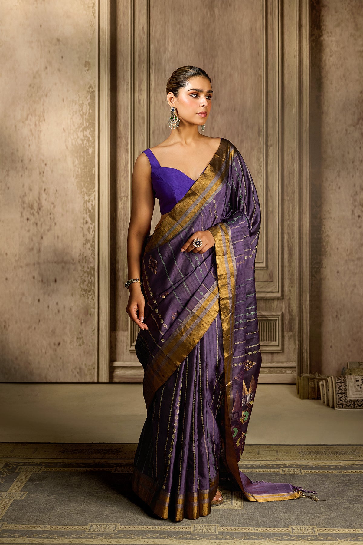 Purple Handloom Silk Saree