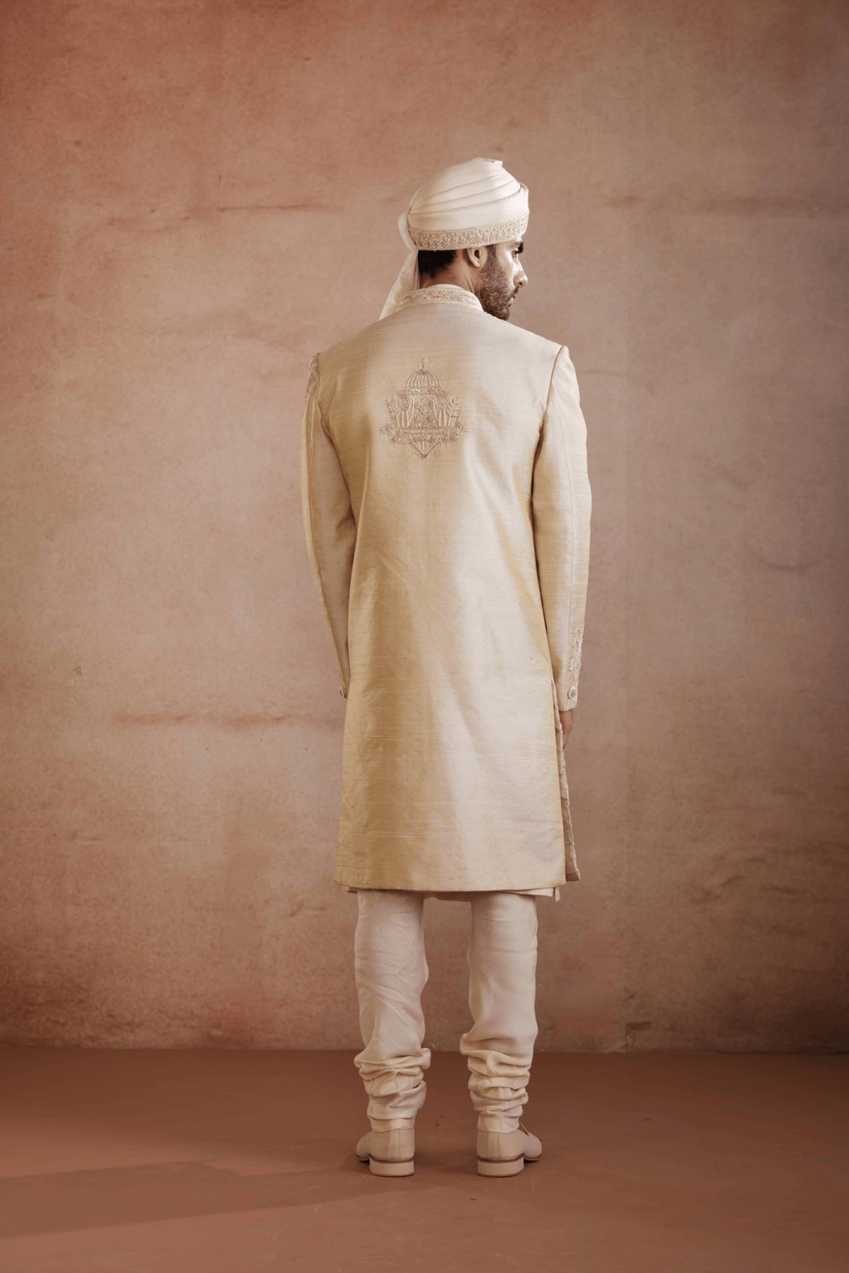 Cream Raw Silk Sherwani