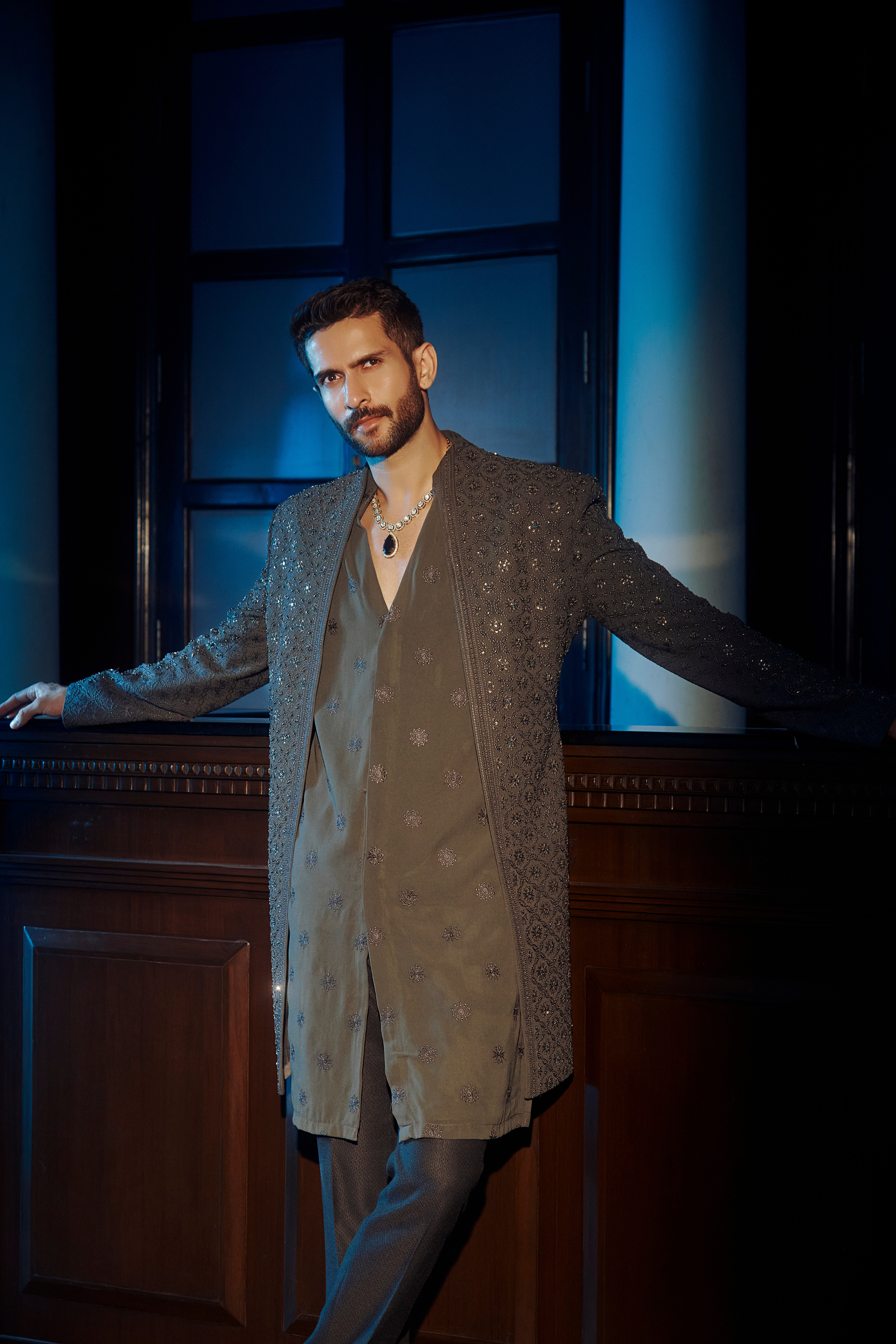 Cosmic Charcoal Sherwani .-41213