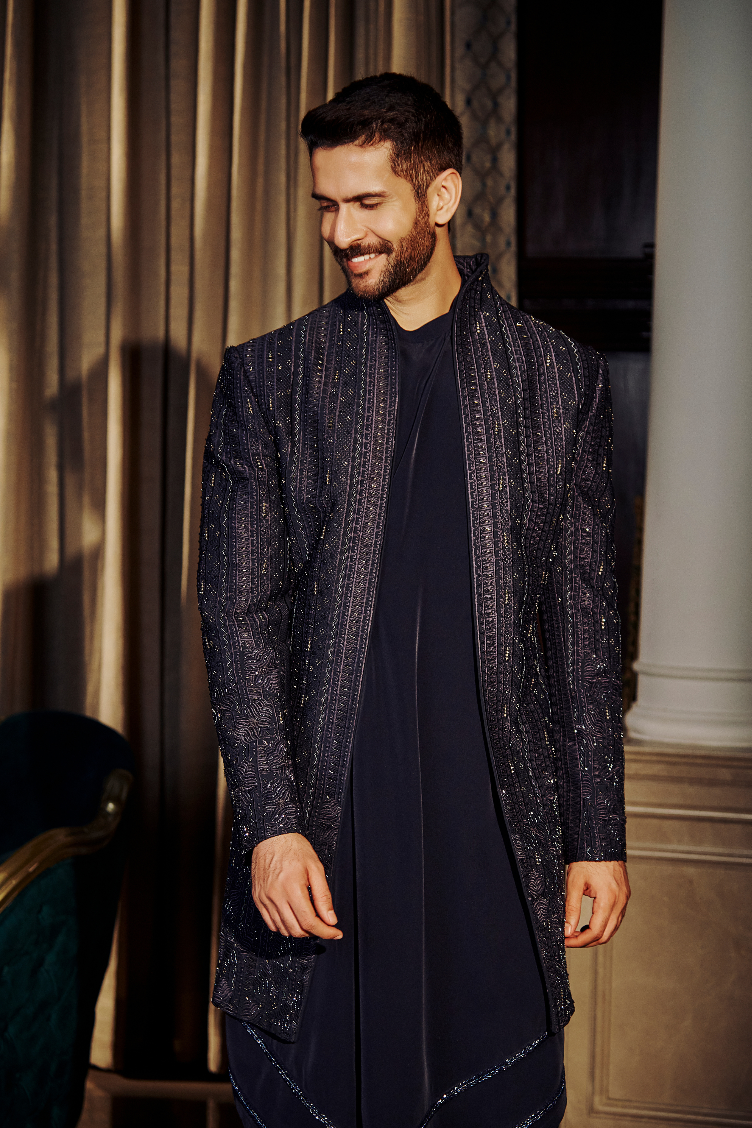 Deep Midnight Sherwani - 41269