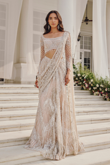 Silver Light Pre-Draped Saree