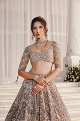 Antique gold embroidery Lehenga