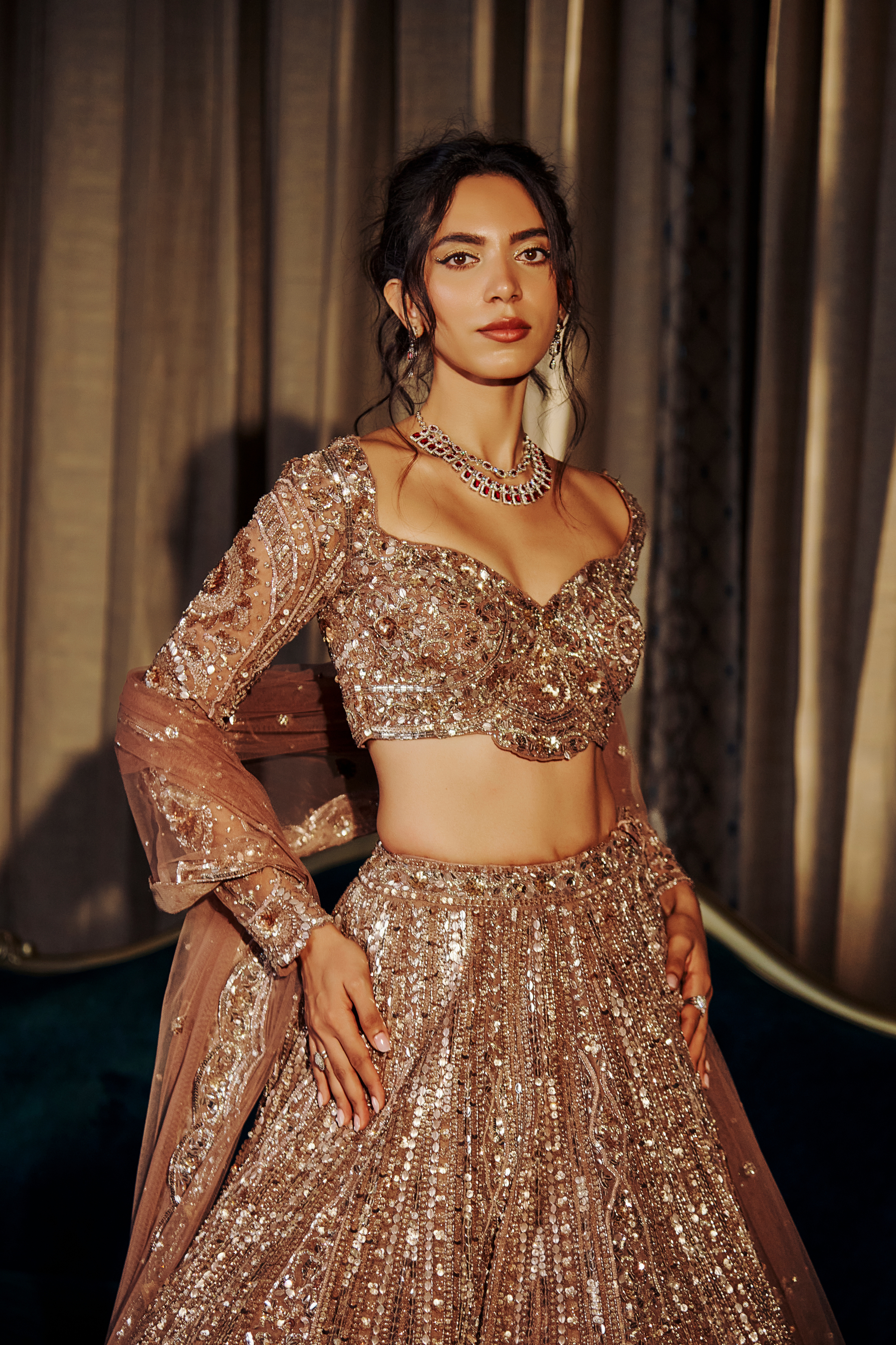 Wrapped in Gold Lehenga - 251037