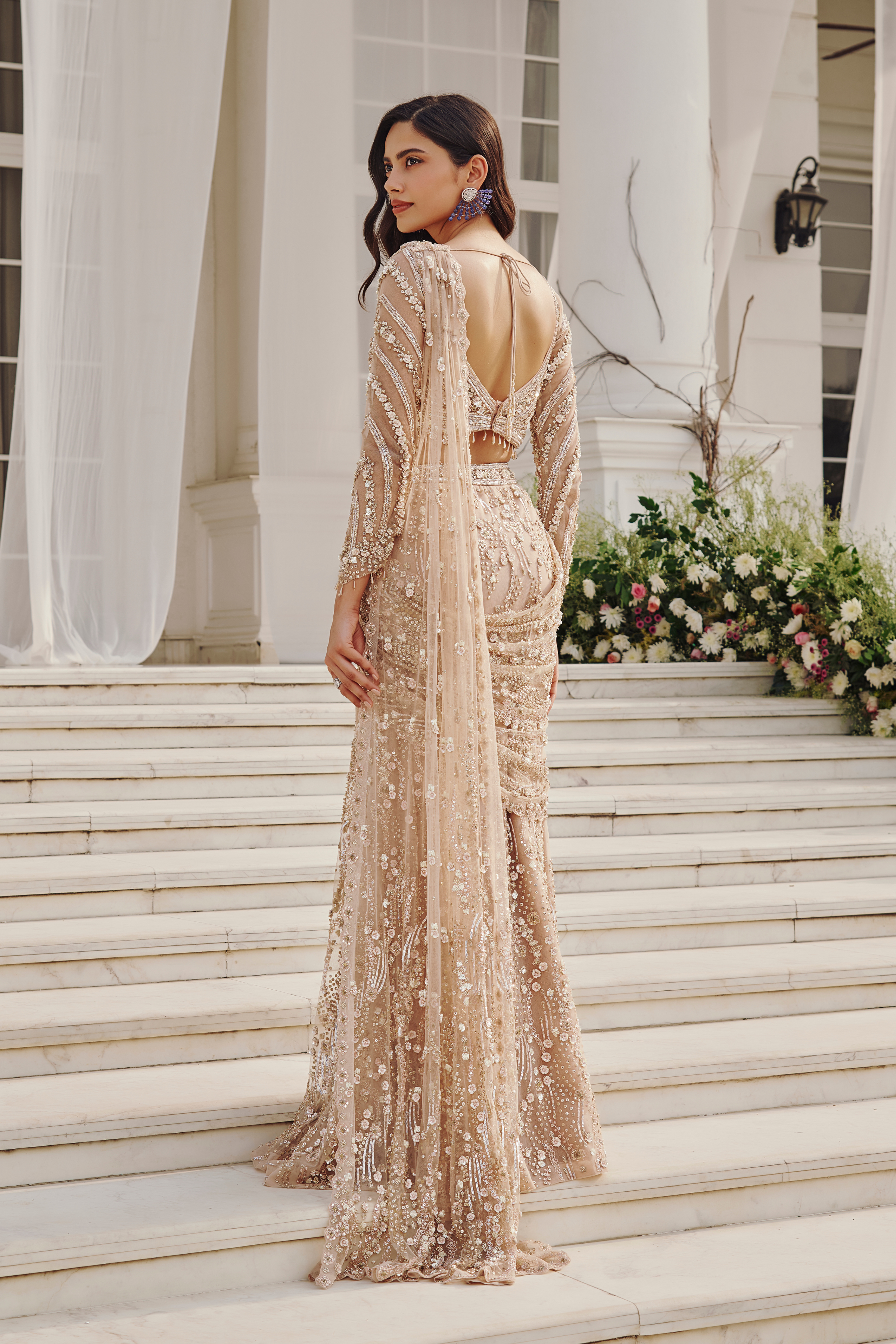 Golden Ocean Pre Draped Saree - 25205