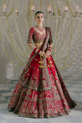 Red Silk Zardozi Lehenga