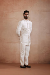 Ivory Raw Silk Indo-Western Set