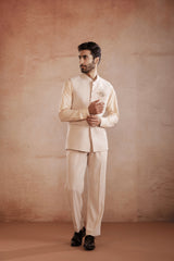 Cream Silk Sadri Set