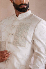 Ivory Raw Silk Indo-Western Set