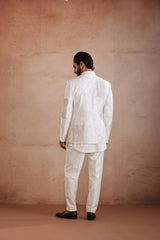 Ivory Raw Silk Indo-Western Set