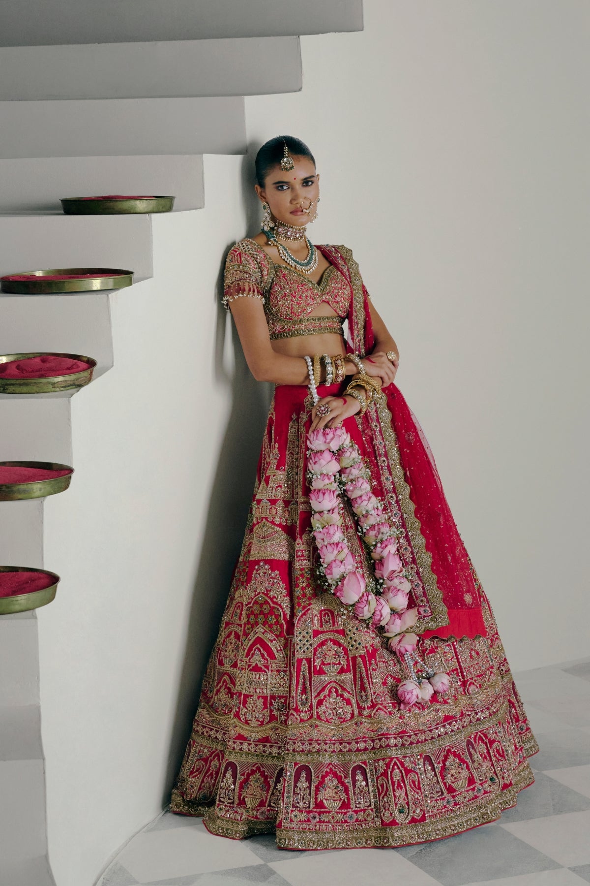 Ruby Red Zardozi Lehenga