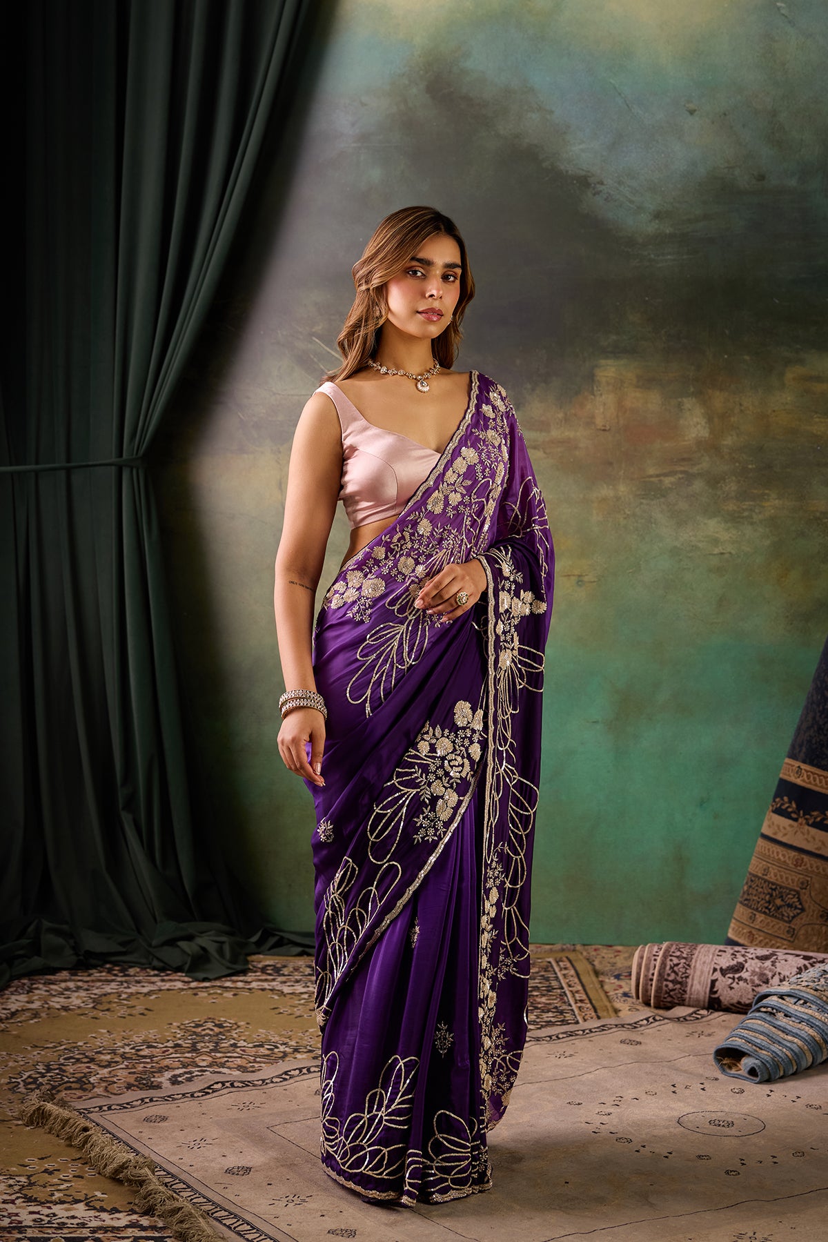 Purple Upada Silk Saree