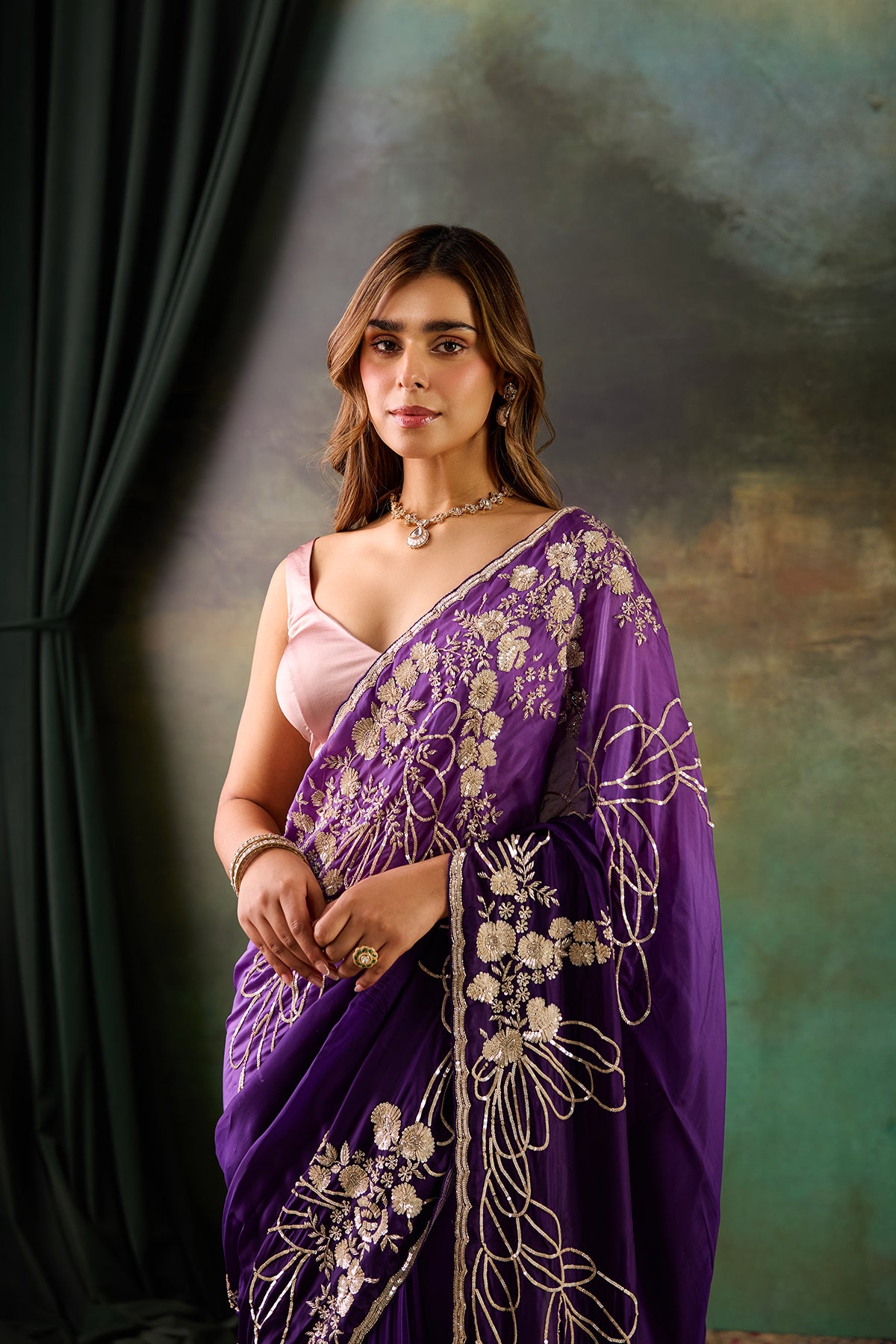 Purple Upada Silk Saree