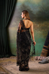 Black Net Saree