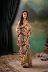 Olive Green Organza Saree