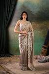 Grey / Aqua Glass Tissue Saree