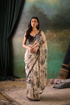 Beige Organza Hand Work Saree
