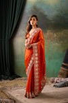 Orange Crape Saree