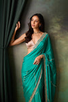 Firozi Chinon Saree