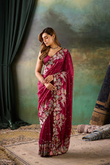 Wine Silk Saree