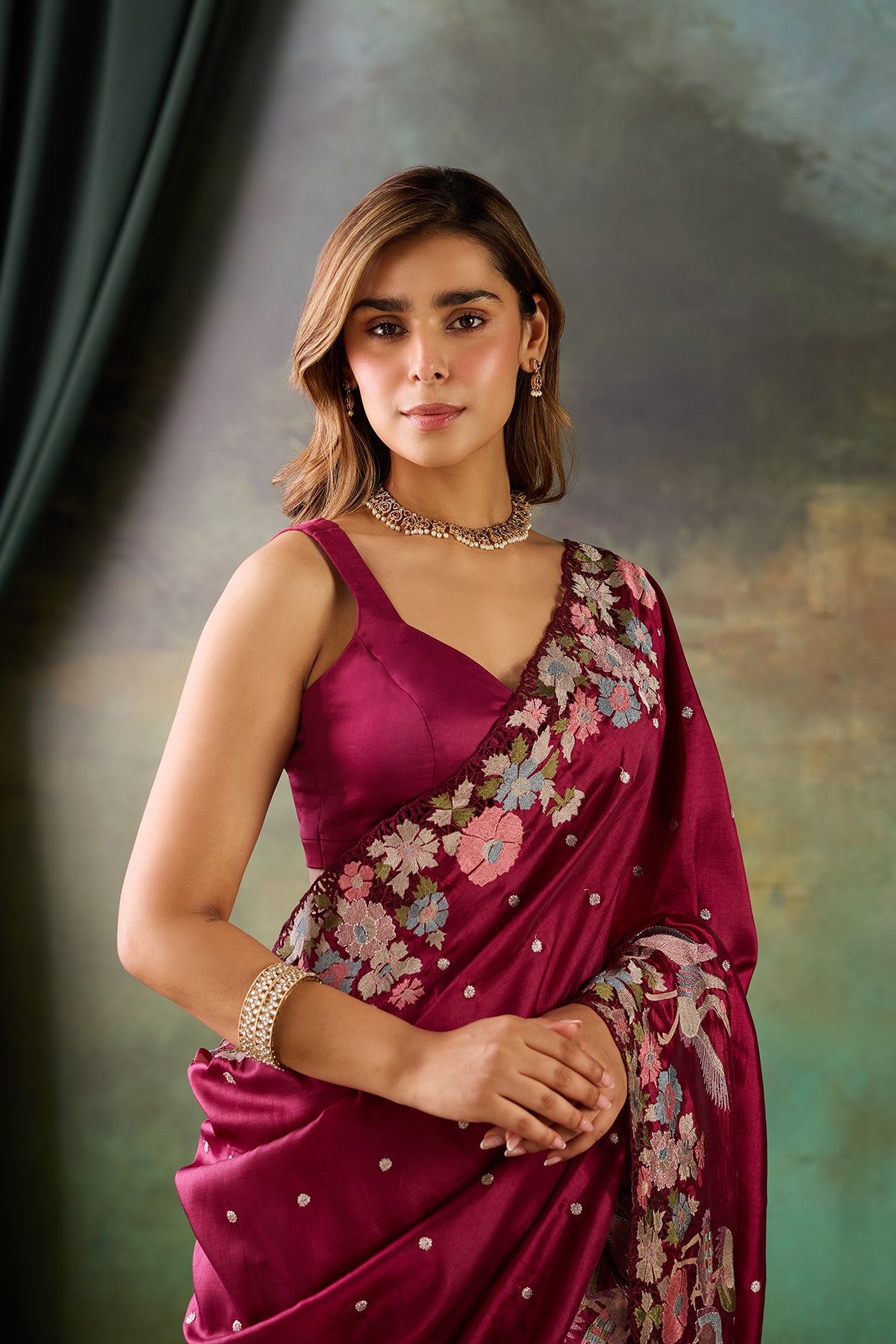 Wine Silk Saree