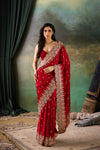 Mahroon Satain Saree