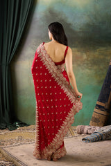 Mahroon Satain Saree
