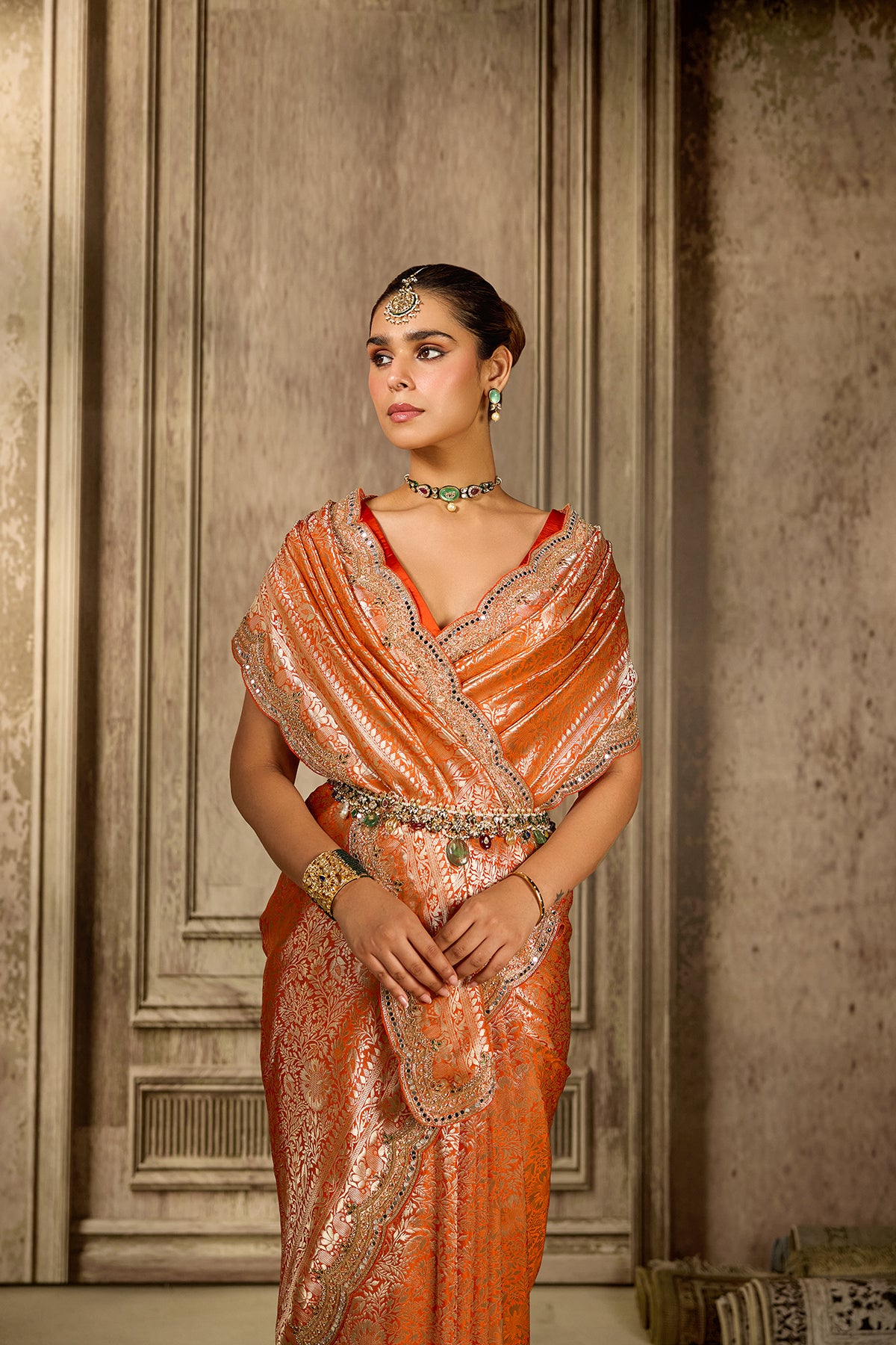 Orange Organza Saree