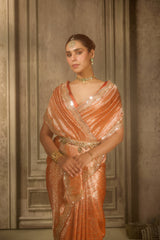 Orange Organza Saree